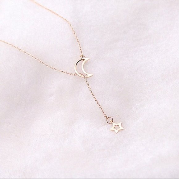 Gold Star and Moon Necklace Gold Star Moon Necklace Necklace Necklace Necklace - Picture 2 of 7